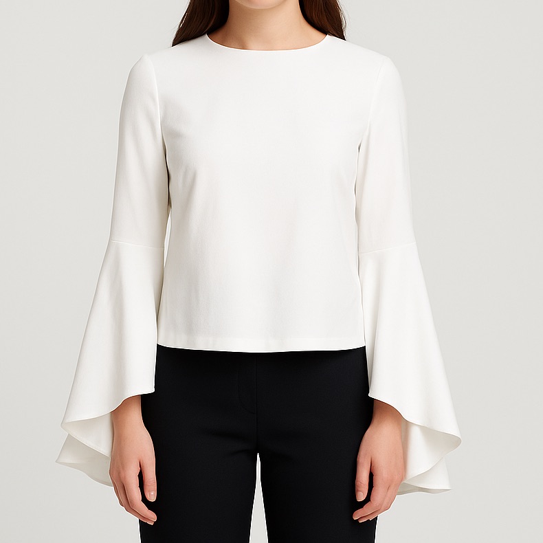 Intermix Cameron White Bell Flutter Sleeve Zipper Back Blouse